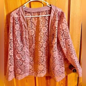 Fairycore lavender lilac lace jacket lightweight wrap cover cottagecore VTG 90’s